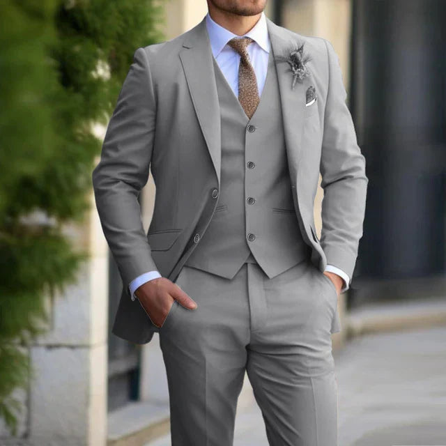 3-delige Set Voor Heren | Business Blazer | Vest | Broek in de kleur Grijs voor heren in Formal stijl ideaal voor de herfst.