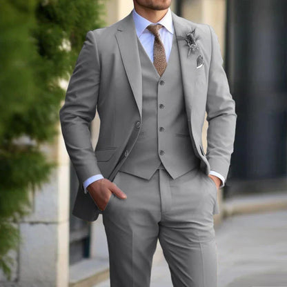 3-delige Set Voor Heren | Business Blazer | Vest | Broek in de kleur Grijs voor heren in Formal stijl ideaal voor de herfst.