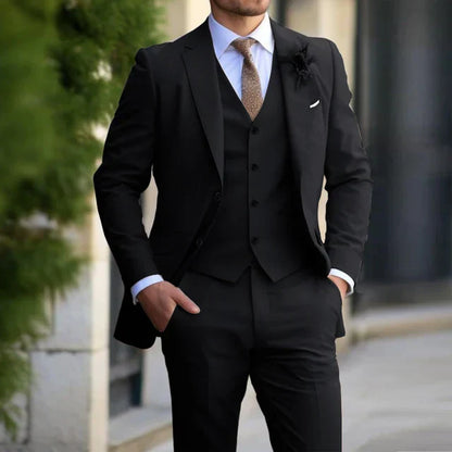 3-delige Set Voor Heren | Business Blazer | Vest | Broek in de kleur Zwart voor heren in Formal stijl ideaal voor de herfst.
