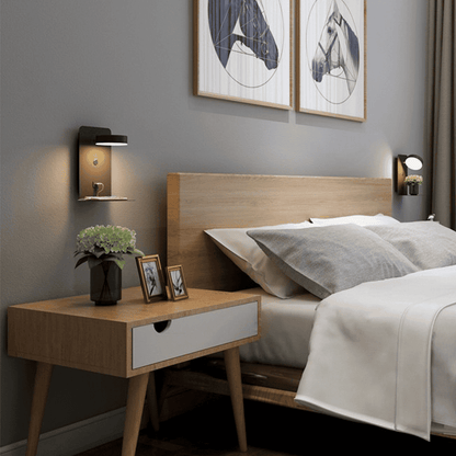 Moderne Wandlamp Met Oplaadplateau En USB Aansluiting Voor Slaapkamer Bedwand Verlichting Met Warme Sfeergloed