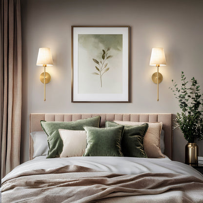 Wandlamp Goud Linnen Kap Set 2 Draadloos Afstandsbediening Dimbaar RGB Slaapkamer Woonkamer