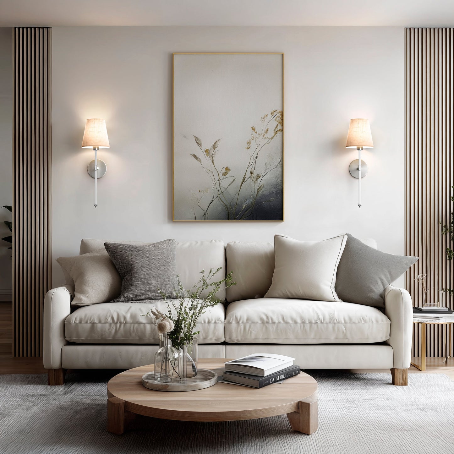 Wandlamp Goud Linnen Kap Set 2 Draadloos Afstandsbediening Dimbaar RGB Slaapkamer Woonkamer