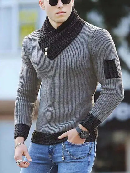 Wollen Trui Hoge Kraag Vintage Look Casual Mannen Trui