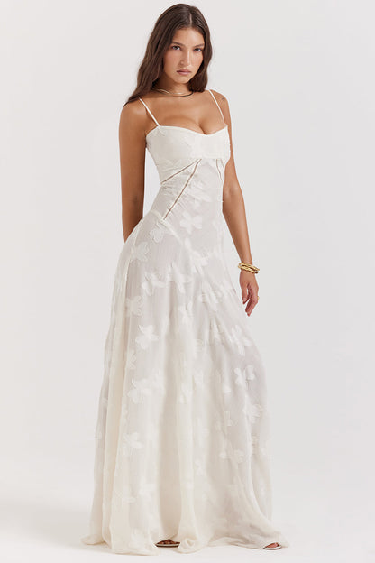 Elegante Maxi Jurk Geborduurd voor Vrouw