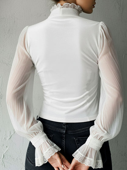Dames Corset Top Fluwelen Kant Mouwen Transparant