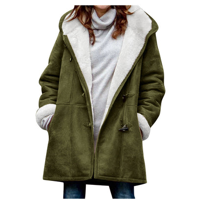 Dames Jas Warm met Sherpa Voering en Toggle Sluiting Beige