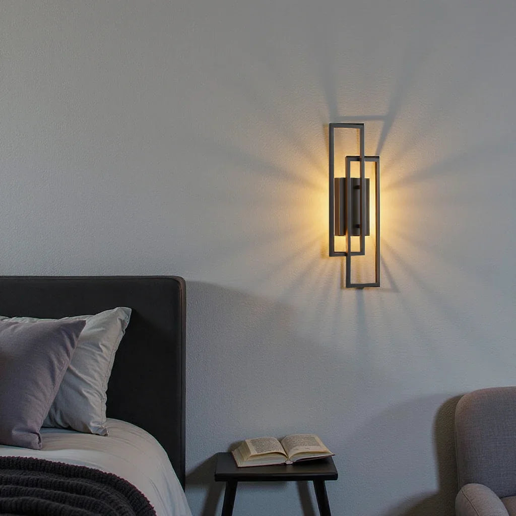 Wandlamp LED Rechthoekig Geometrisch Aluminium Zwart Warm Wit 3000K Hal Slaapkamer Modern