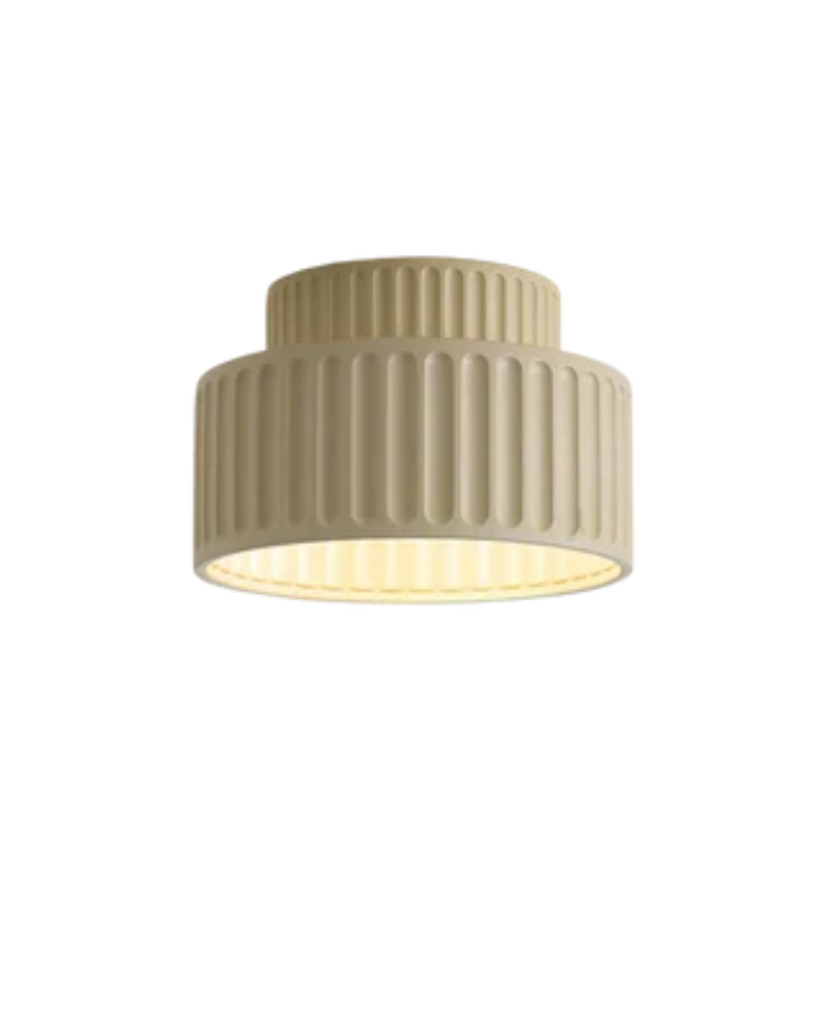 Geribde plafondlamp van hars met zachte sfeerverlichting
