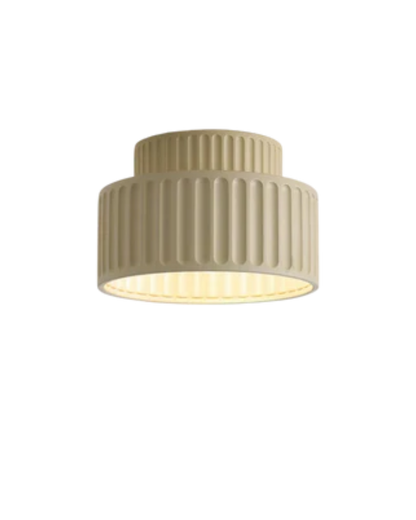 Geribde plafondlamp van hars met zachte sfeerverlichting
