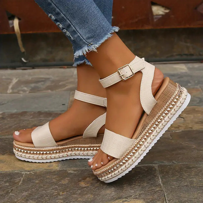 Comfortabele Enkelband Sandalen met Plateau Zool