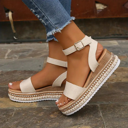 Zomer Sandalen met Plateauzool Comfortabele Enkelband