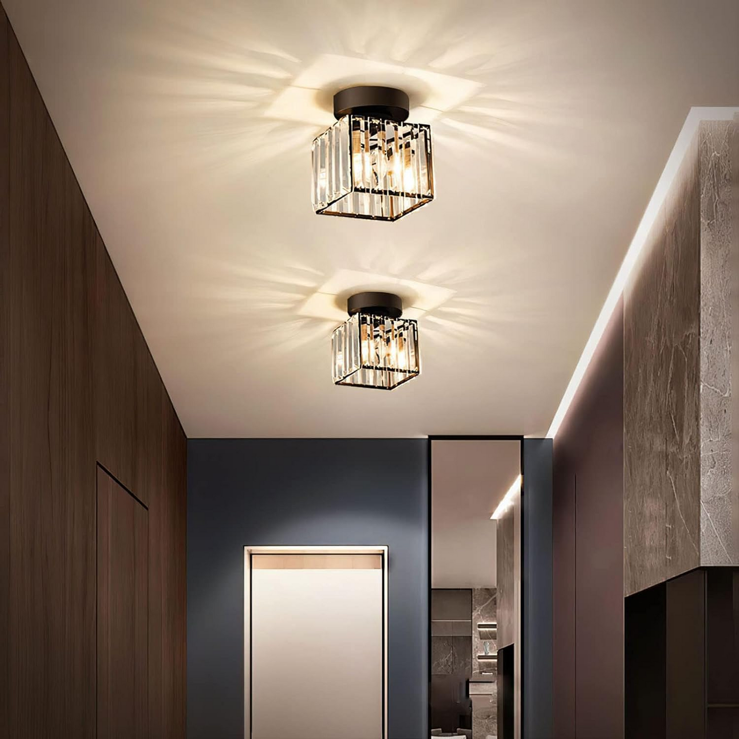 Plafondlamp Kristal Zwart Zilver Goud E27 Opbouw Modern Hal Woonkamer