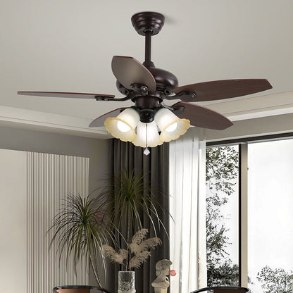Plafondventilator met Verlichting en Afstandsbediening Klassiek Hout en Glas Ø107cm
