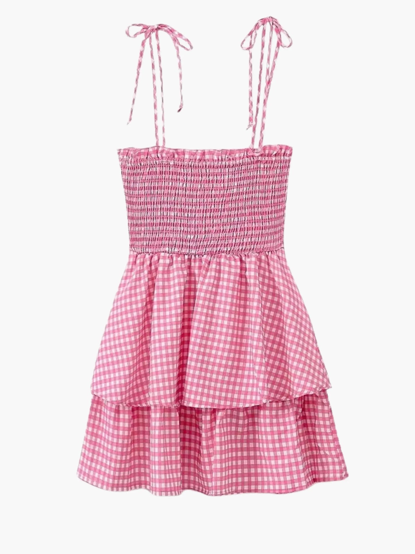 Zomerjurk Vrouwenjurk Roze Wit Geruit Jurk voor Vrouw