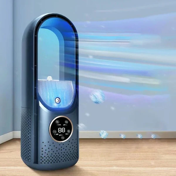 Draagbare Bladeloze Luchtbevochtiger met Stille Werking voor Thuis en Kantoor – Compact USB Koelventilator met 6 Snelheden en Timer – Energiezuinige Persoonlijke Airco voor Werkplek en Slaapkamer