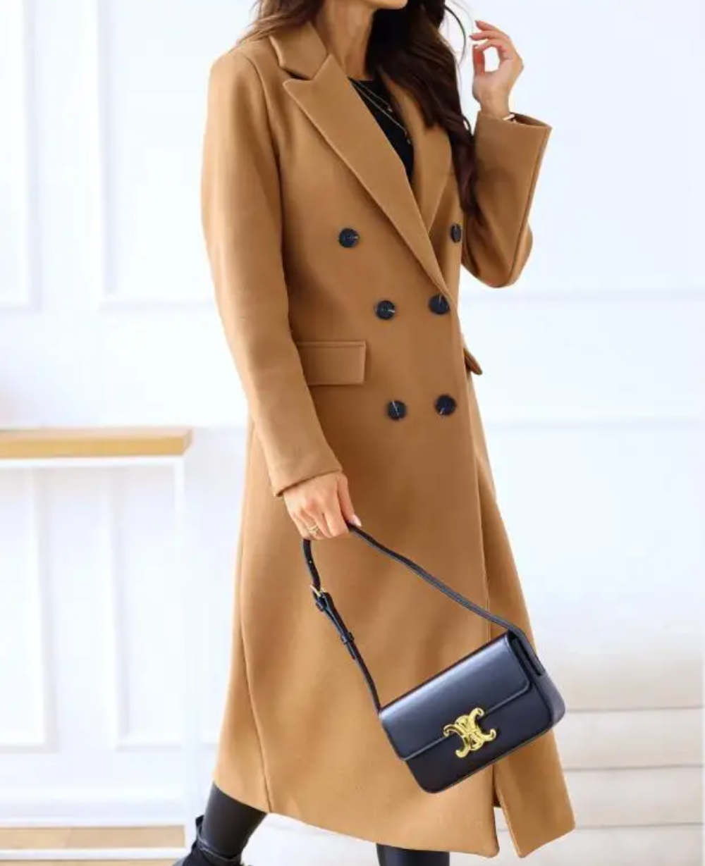 Dames Trenchcoat Lang Elegante Kwaliteit Herfst Winter