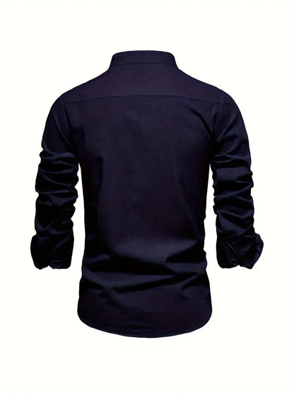 Heren Overhemd Klassiek Slim Fit Wit Blauw