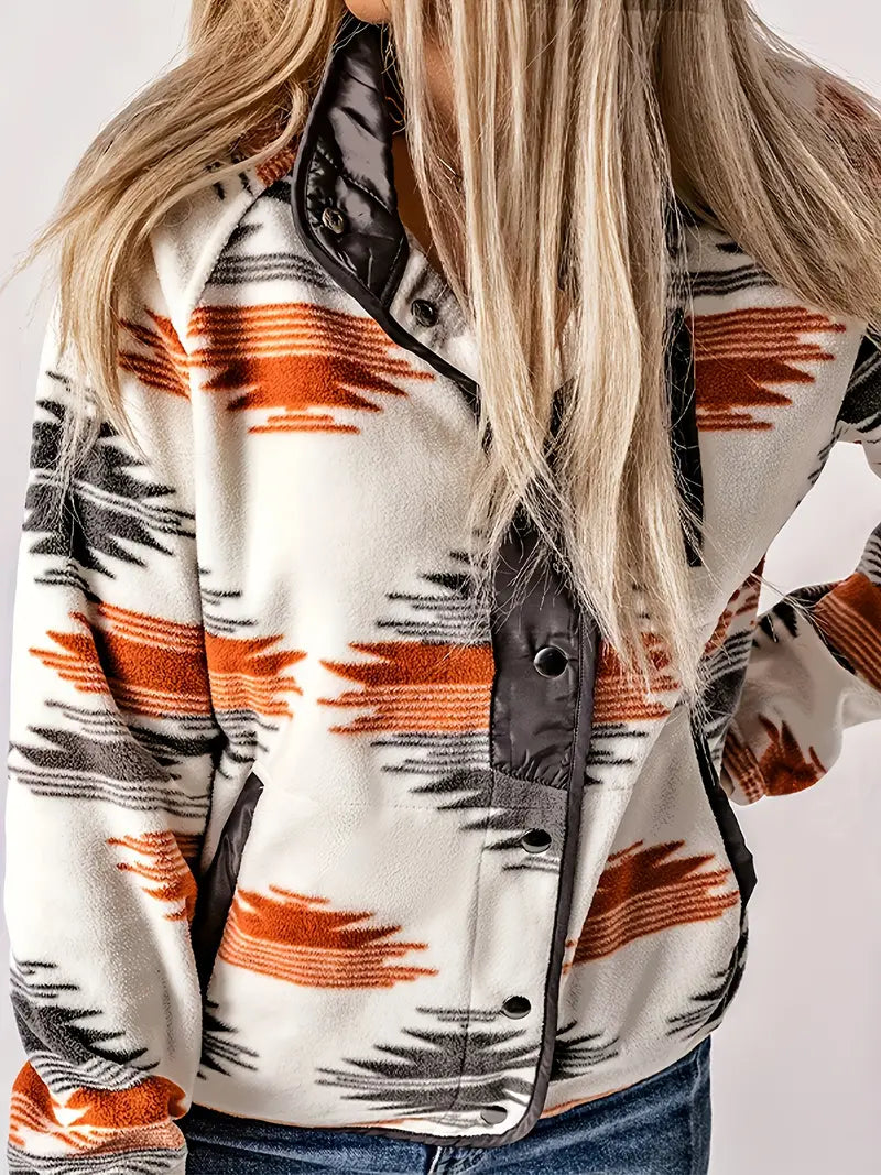Vrouwelijke Jassen Met Knoopsluiting Azteken Print