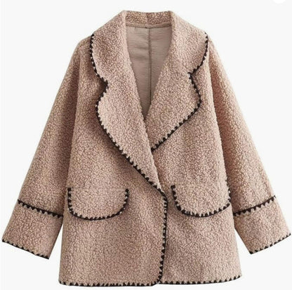 Dames Teddyjas Pluche Zacht met Contrasterende Steek