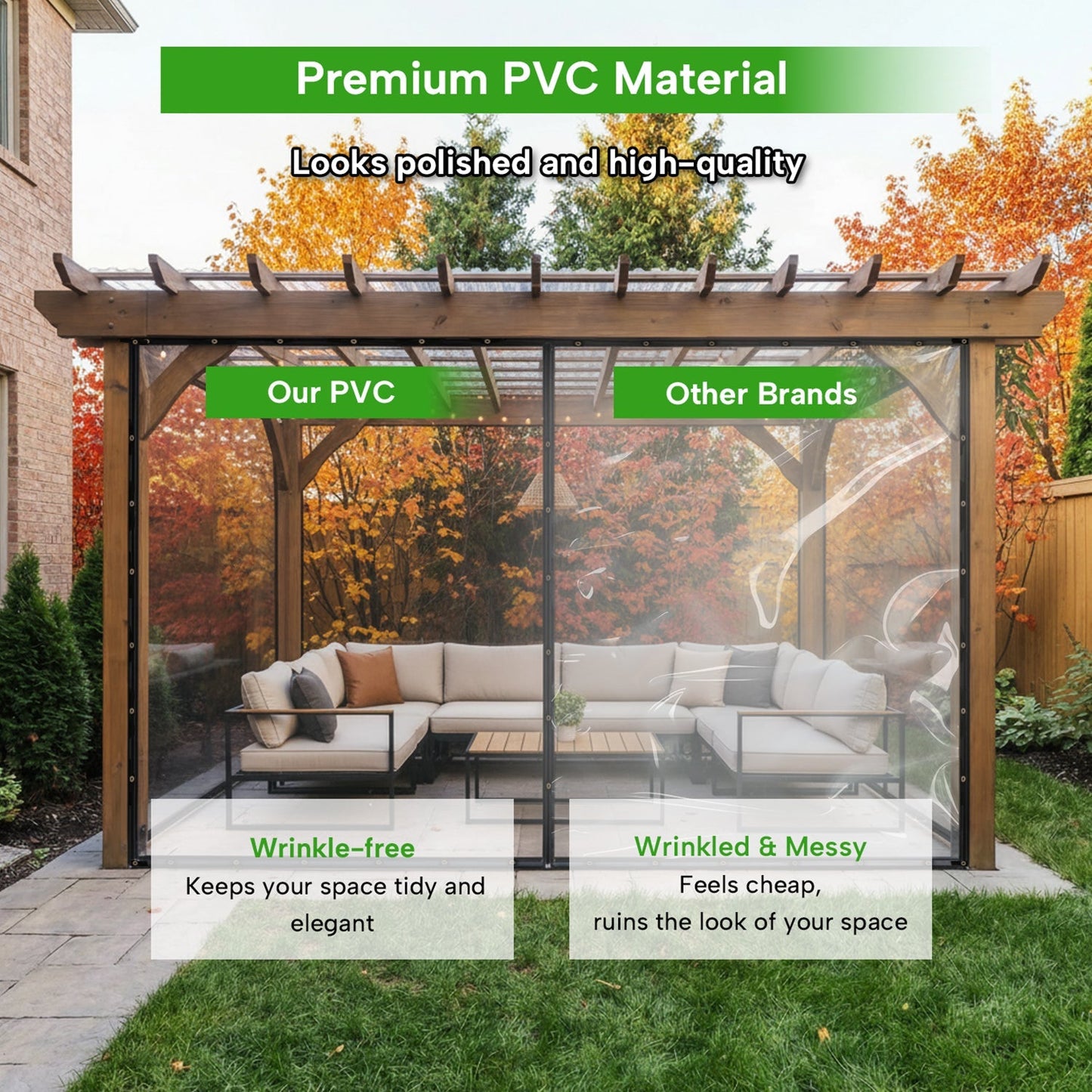 Transparant PVC Terrasscherm 0,35mm Dik Waterdicht Winddicht met Ogen | Afdekhoes Overkapping Prieel Veranda