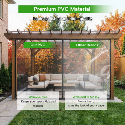 Transparant PVC Terrasscherm 0,35mm Dik Waterdicht Winddicht met Ogen | Afdekhoes Overkapping Prieel Veranda