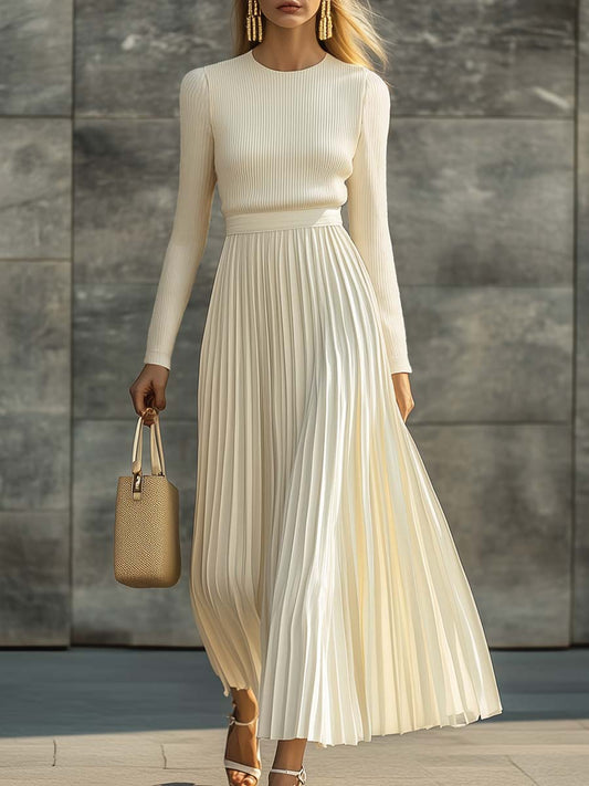 Dames Maxi Jurk met Gebreide Top en Satijnen Rok - StudioMarella