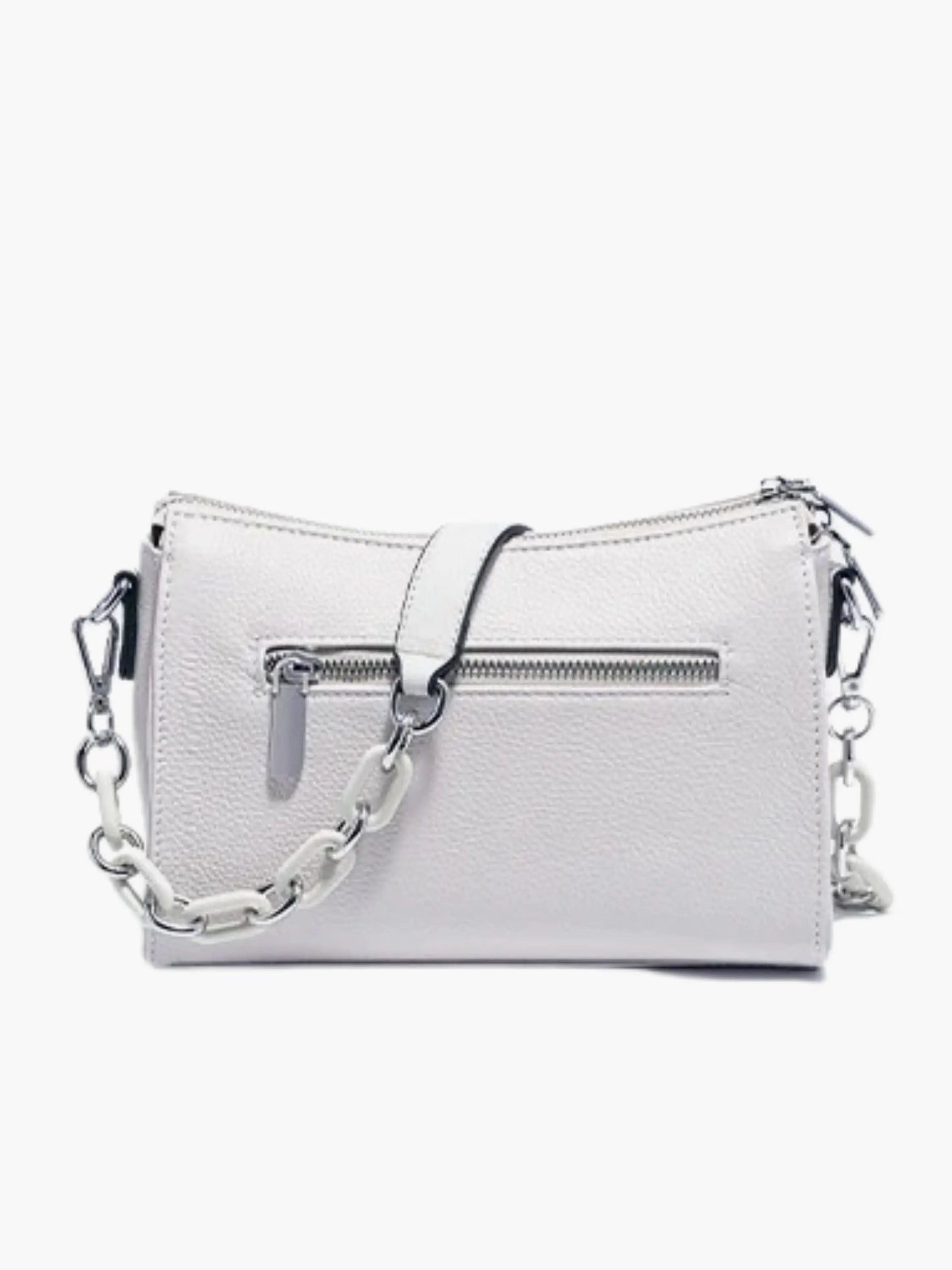 Leren Schoudertas voor Dames Wit Stijlvol Elegant