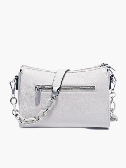 Leren Schoudertas voor Dames Wit Stijlvol Elegant