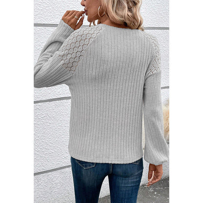 Dames Trui Zwart Wit Rib Met Knopen