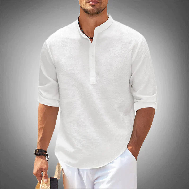 Herenshirt Katoen 3/4 Mouw Casual Henley Stijl - StudioMarella