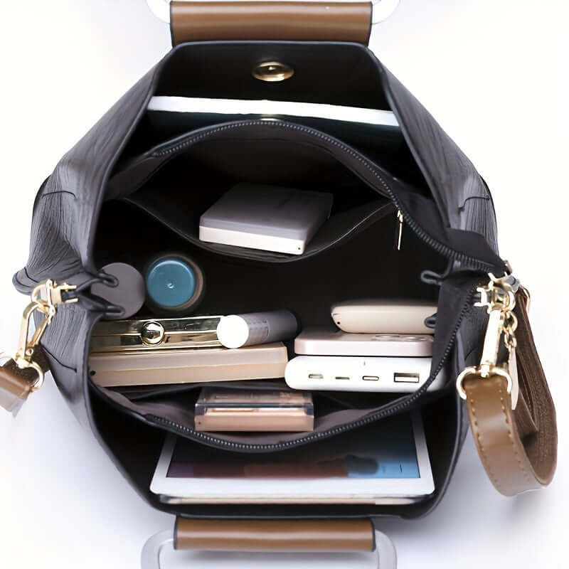 Leren Handtas voor Dames Twee-Kleurig Stijlvol Design