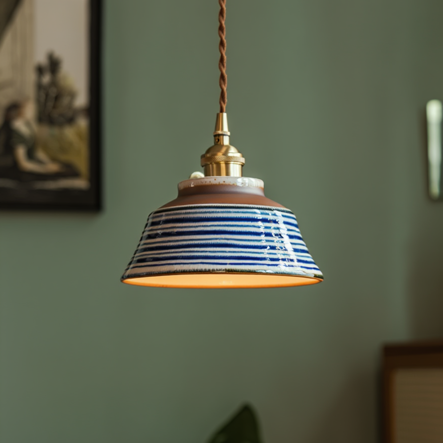 Hanglamp Keukeneiland Keramiek Koperen Fitting Handgeschilderd Bloemmotief E27 4 Dessins