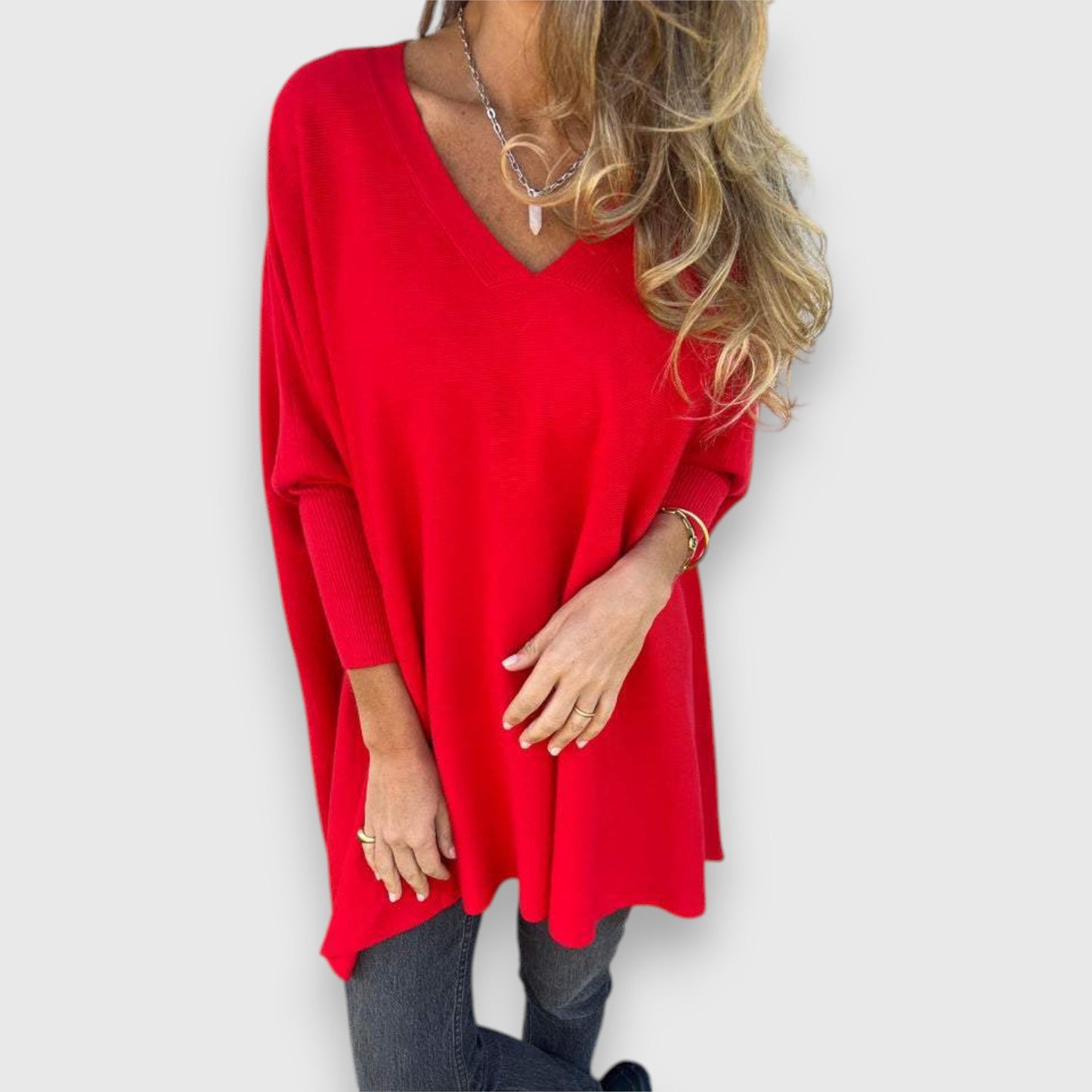 Dames Trui Oversized V-hals Comfortabele Pasvorm