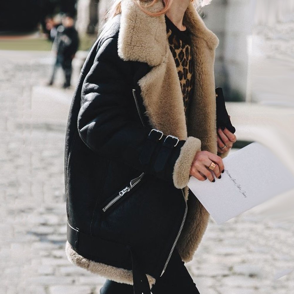 Dames Aviator Jas Bontgevoerd Warm Shearling