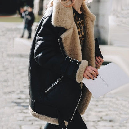 Dames Aviator Jas Bontgevoerd Warm Shearling