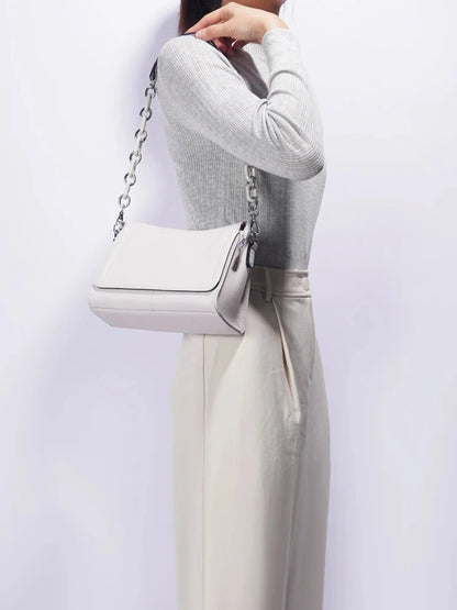 Leren Schoudertas voor Dames Wit Stijlvol Elegant