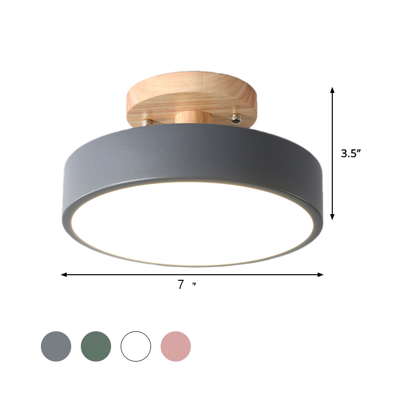 Scandinavische Trommel Plafondlamp LED met Houtaccent 30cm 40cm 50cm Dimbaar Warm Wit en Koel Wit Modern Design voor Woonkamer Slaapkamer
