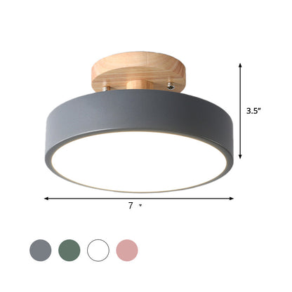 Scandinavische Trommel Plafondlamp LED met Houtaccent 30cm 40cm 50cm Dimbaar Warm Wit en Koel Wit Modern Design voor Woonkamer Slaapkamer