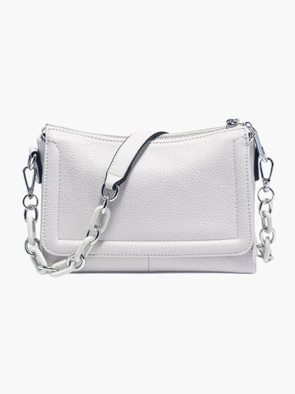 Leren Schoudertas voor Dames Wit Stijlvol Elegant