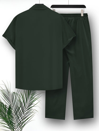Korte Mouw Top en Broek Set Effen Kleur Zomer