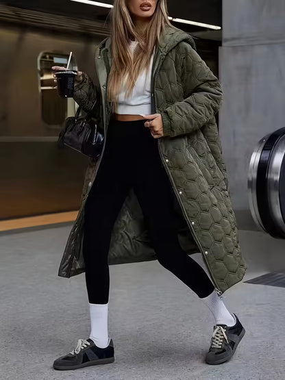 Dames Trenchcoat Zwart Lang Gewatteerd - StudioMarella