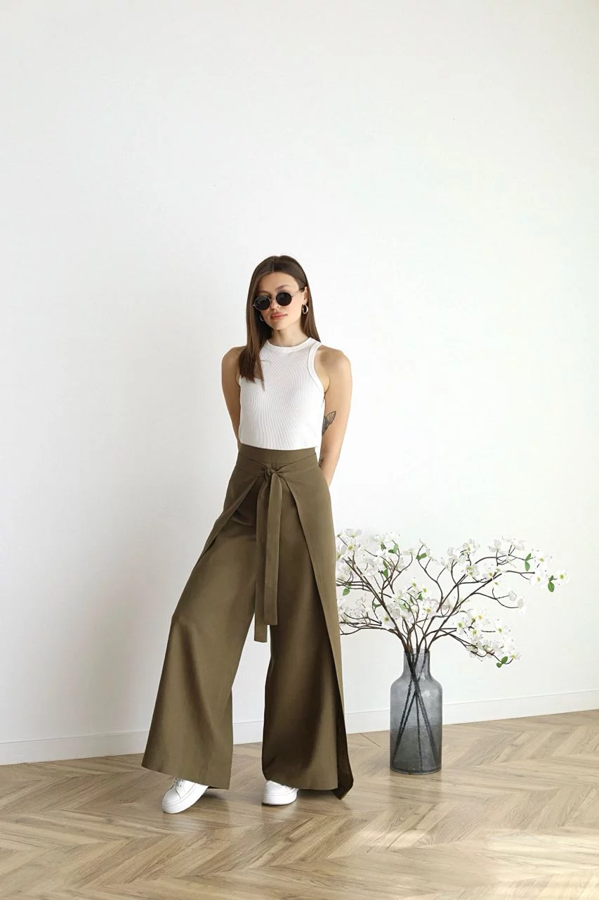 Linnen Pantalon Wijd Model voor Vrouw