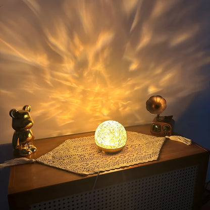 Projectielamp Golfprojectie 360° Draaibaar Dimbaar USB Slaapkamer Sfeerverlichting Kristallen Bol Wand Plafond