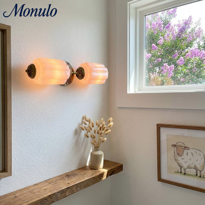 Eloise Vintage Scalloped Milk Glass Wall Sconce - Modern Accent Lighting for Bathroom and Bedroom