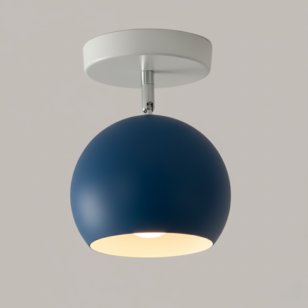 IJzeren Plafondlamp met Houtaccenten – Kleurrijk Design voor Gang en Woonkamer