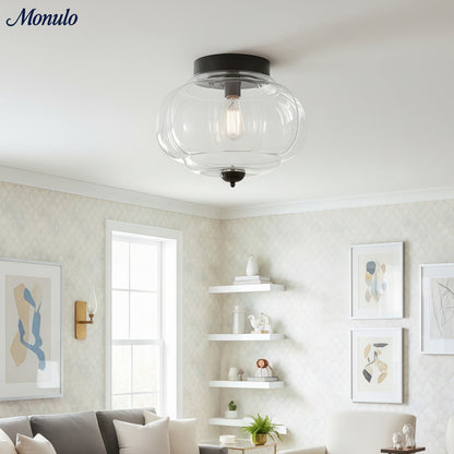 Retro Plafondlamp met Melkglazen Kap – Verfijnde Semi-Flush Mount Verlichting voor Moderne Interieurs