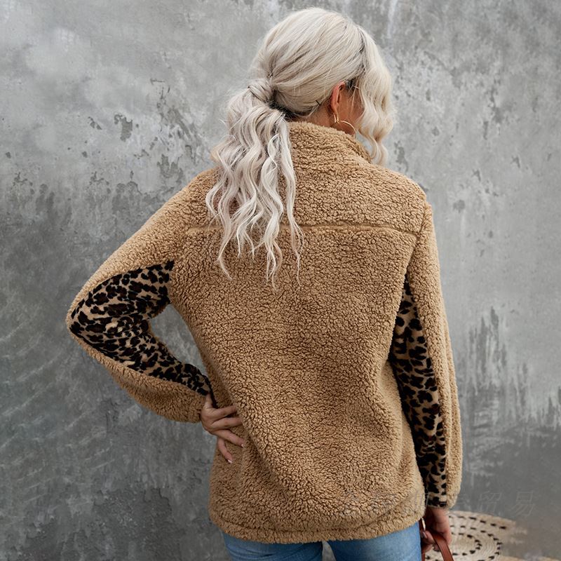 Dames Teddy Trui Fleece Warm Panter Print