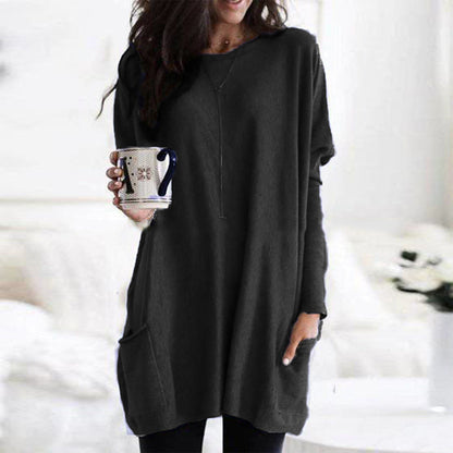 Dames Top met Lange Mouwen en Zakken Basis Collectie → Dames Top Lange Mouwen Zakken Comfortabel Basis