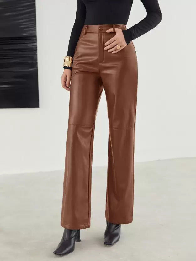 Damesbroek Leren Klassieke Stijl