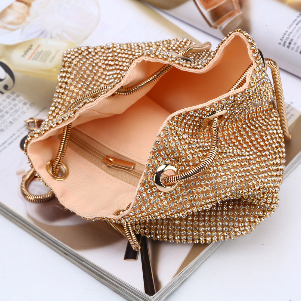 Dames Avondtas Goudkleurig met Glitter en Kristallen